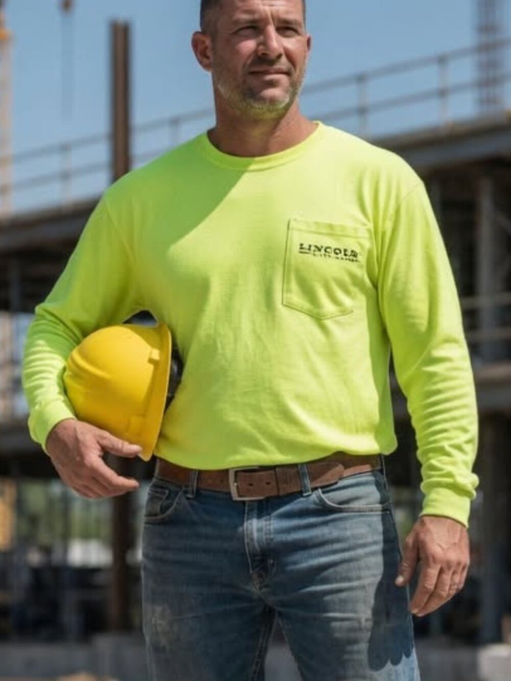 Large Men's Neon Yellow Lincoln Outfitters Shirt Long Sleeve Bright Colored Top
